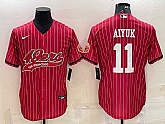 Men's San Francisco 49ers #11 Brandon Aiyuk Red Pinstripe With Patch Cool Base Stitched Baseball Jersey,baseball caps,new era cap wholesale,wholesale hats